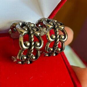 Filigree hoop clip on earrings